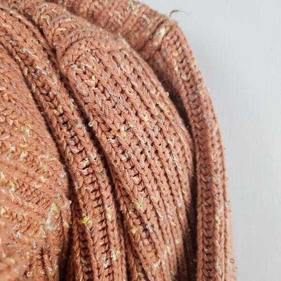Free People Chunky Cowl Neck Sweater XS Marled Terracotta Brown Oversized - Picture 5 of 8